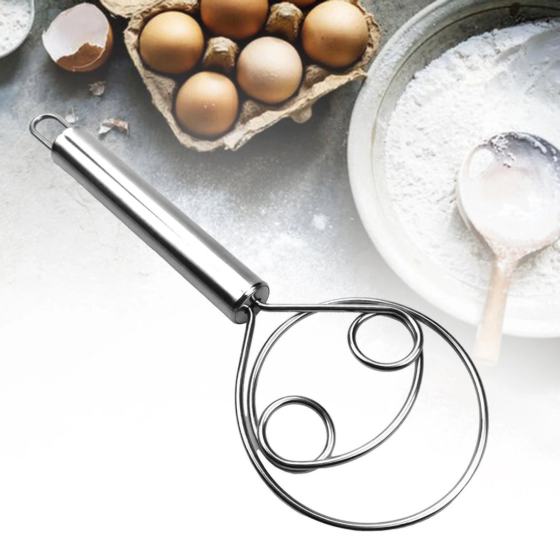 Steel Dough Whisk Manual Baking Beater