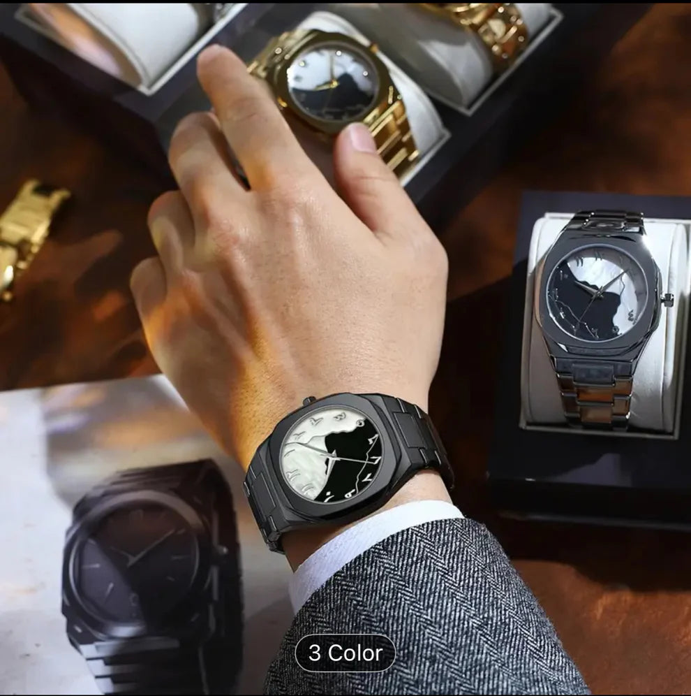 Aura watch 2025 New Arabic Aura Watch Black Modern Creative Design Waterproof